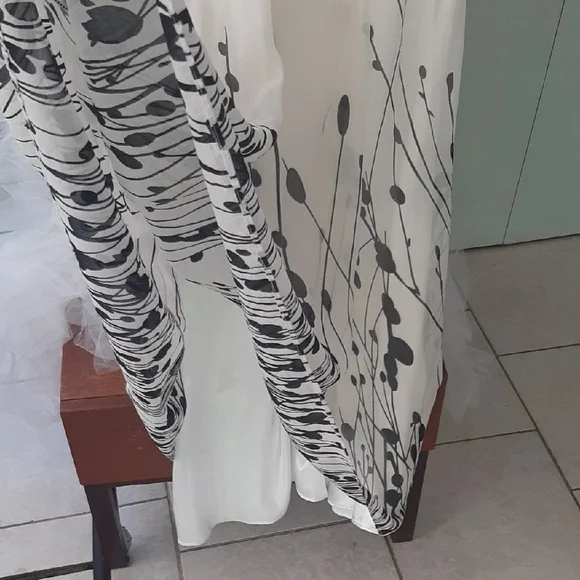 100%SILK🖤JS Boutique Black/White Maxi Dress with Rhinestones/Sequins💝Sz 6 - Picture 7 of 11